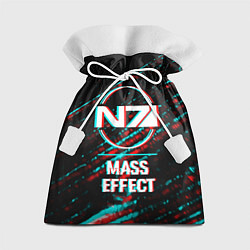Мешок для подарков Mass Effect в стиле Glitch Баги Графики на темном, цвет: 3D-принт