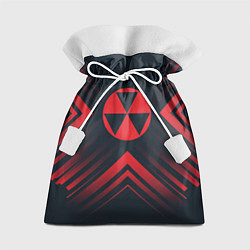 Мешок для подарков Красный Символ Fallout на темном фоне со стрелками, цвет: 3D-принт