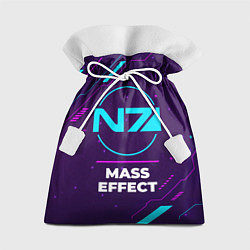 Мешок для подарков Символ Mass Effect в неоновых цветах на темном фон, цвет: 3D-принт