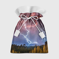 Мешок для подарков Грозовые разряды молний над лесом, цвет: 3D-принт