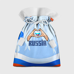 Подарочный мешок Люблю Россию - сердечко руками