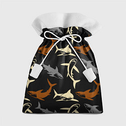 Мешок для подарков Стая акул - паттерн - ночной океан, цвет: 3D-принт