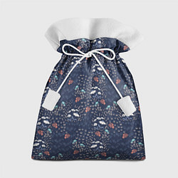 Подарочный мешок Мелкие цветочки на синем паттерн