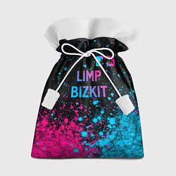 Мешок для подарков Limp Bizkit - neon gradient: символ сверху, цвет: 3D-принт