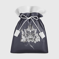 Мешок для подарков Маска самурая в цветах, цвет: 3D-принт
