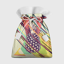 Мешок для подарков Геометрический ретро дизайн с ананасом, цвет: 3D-принт