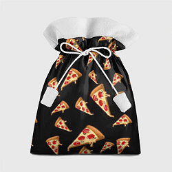 Подарочный мешок Куски пиццы на черном фоне
