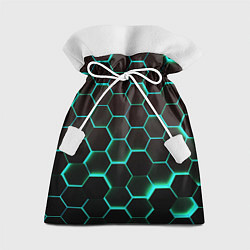 Мешок для подарков Соты на зеленом неоновом фоне, цвет: 3D-принт