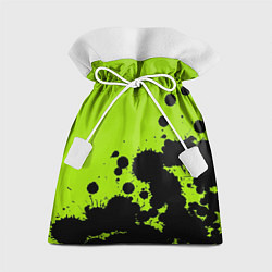 Мешок для подарков Чёрные кляксы на зелёном фоне, цвет: 3D-принт