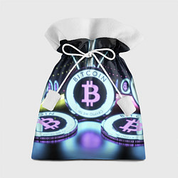 Мешок для подарков Неоновый светящийся биткоин, цвет: 3D-принт