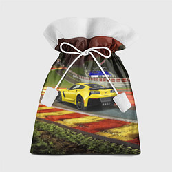 Мешок для подарков Chevrolet Corvette на гоночной трассе, цвет: 3D-принт