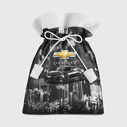 Мешок для подарков Чёрный брутальный Шевроле, цвет: 3D-принт