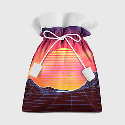 Подарочный мешок Абстрактные 3D неоновые горы на закате