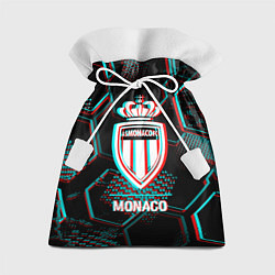 Мешок для подарков Monaco FC в стиле glitch на темном фоне, цвет: 3D-принт
