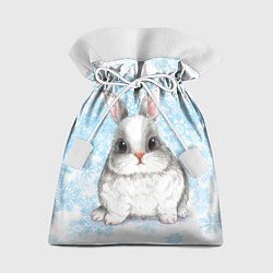 Подарочный мешок Белый кролик и снежинки