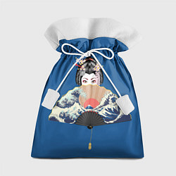 Мешок для подарков Японская гейша с большим веером, цвет: 3D-принт