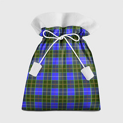 Подарочный мешок Ткань Шотландка сине-зелёная
