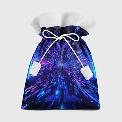 Мешок для подарков Киберпанк синий неоновый тоннель, цвет: 3D-принт