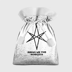 Мешок для подарков Bring Me the Horizon с потертостями на светлом фон, цвет: 3D-принт