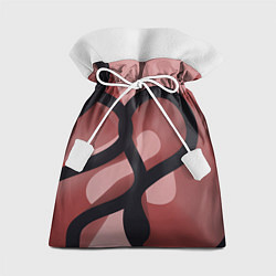 Мешок для подарков Тёмные волнообразные линии на красном фоне, цвет: 3D-принт
