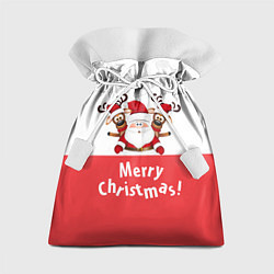 Подарочный мешок Дед Мороз с оленями