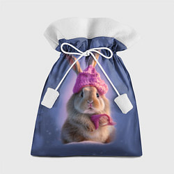Мешок для подарков Ушастик в вязаной шапочке, цвет: 3D-принт