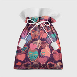 Мешок для подарков Узор из разных сердец, цвет: 3D-принт