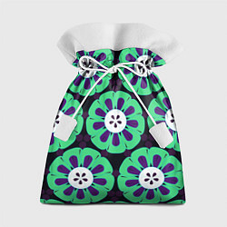 Мешок для подарков Паттерн голубо-зеленые зубастые цветы, цвет: 3D-принт