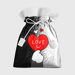 Мешок для подарков Котик держит сердечко, цвет: 3D-принт