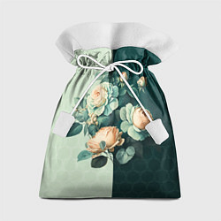 Подарочный мешок Розы на зеленом фоне