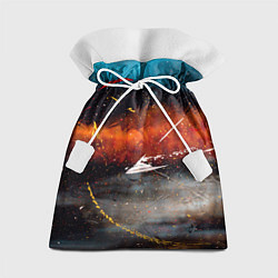 Подарочный мешок Серый, оранжевый и синий туманы и краски