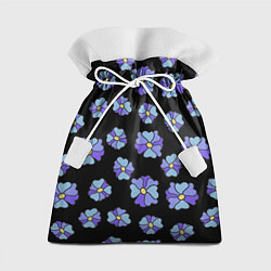 Мешок для подарков Дудл цветы на черном - паттерн, цвет: 3D-принт