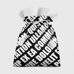 Мешок для подарков Крупный рубленый текст Lorem Ipsum каллиграфия на, цвет: 3D-принт