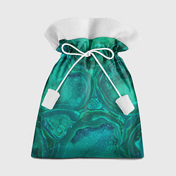Подарочный мешок Абстракция, сине-зеленая текстура малахита