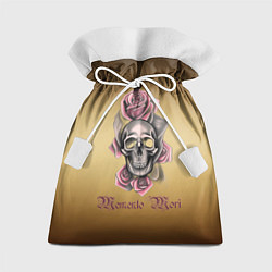 Мешок для подарков Череп в пыльно-розовых цветах, цвет: 3D-принт