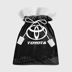 Мешок для подарков Toyota speed на темном фоне со следами шин, цвет: 3D-принт