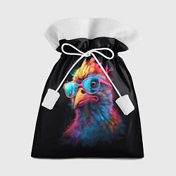 Мешок для подарков Неоновая птица в очках, цвет: 3D-принт
