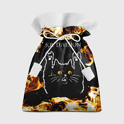 Мешок для подарков Joy Division рок кот и огонь, цвет: 3D-принт