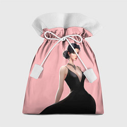 Подарочный мешок Girl in black dress - pink