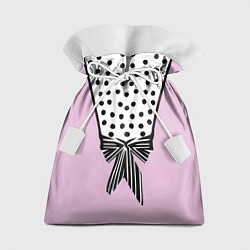 Подарочный мешок Костюм Барби: черный горох с полосатым бантом