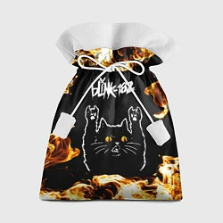 Мешок для подарков Blink 182 рок кот и огонь, цвет: 3D-принт