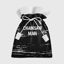 Мешок для подарков Chainsaw Man glitch на темном фоне: символ сверху, цвет: 3D-принт