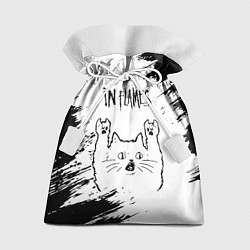 Мешок для подарков In Flames рок кот на светлом фоне, цвет: 3D-принт