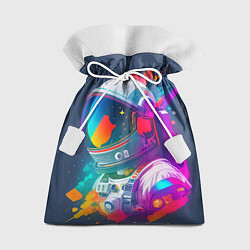 Мешок для подарков Космонавт - акварельные мазки, цвет: 3D-принт
