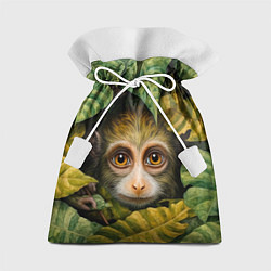Мешок для подарков Маленькая обезьянка в листьях, цвет: 3D-принт