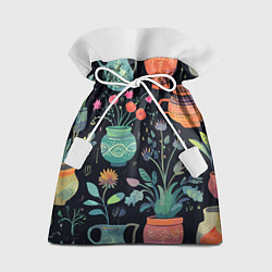 Мешок для подарков Паттерн из цветочных горшков, цвет: 3D-принт