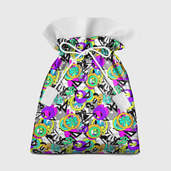 Мешок для подарков Разноцветный узор с буквами и абстрактными фигурам, цвет: 3D-принт