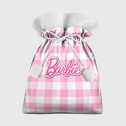 Подарочный мешок Барби лого розовая клетка