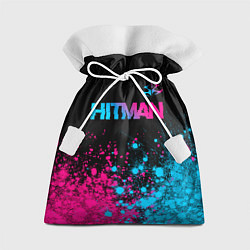 Мешок для подарков Hitman - neon gradient: символ сверху, цвет: 3D-принт