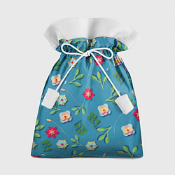 Подарочный мешок Цветы и зеленые веточки